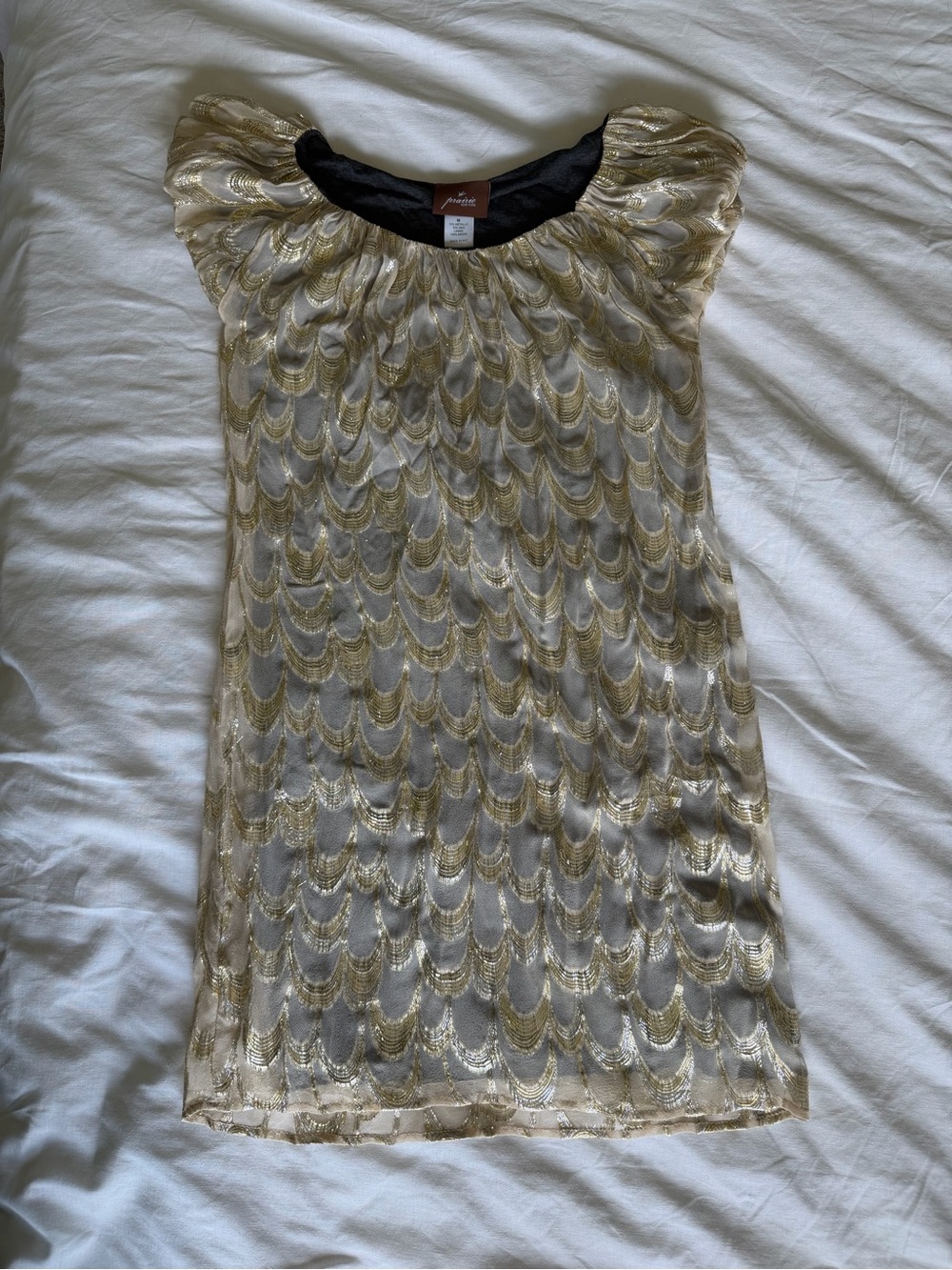 Prairie New York Gold Metallic Overlay Scoop Neck Tunic